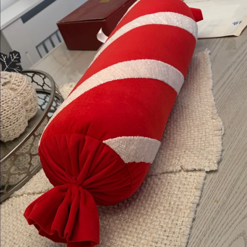 cupcakes & cashmere Red and White Candy Cane Pillow